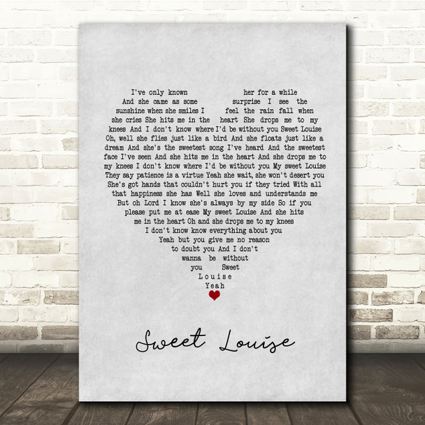 Passenger Sweet Louise Grey Heart Song Lyric Music Print