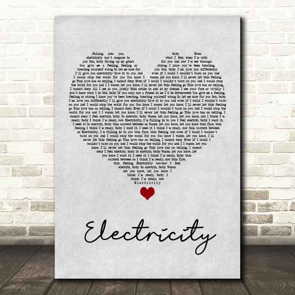 Silk City & Dua Lipa Electricity Grey Heart Song Lyric Music Print