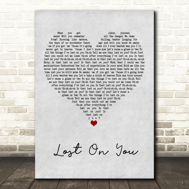 Laura Pergolizzi Lost On You Grey Heart Song Lyric Music Print