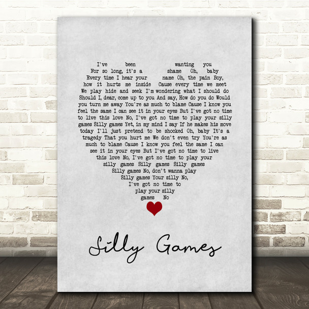 Janet Kay Silly Games Grey Heart Song Lyric Music Print