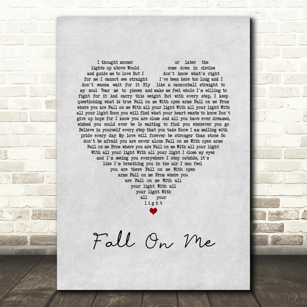 Andrea Bocelli & Matteo Bocelli Fall On Me Grey Heart Song Lyric Music Print