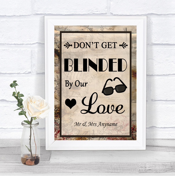 Vintage Don't Be Blinded Sunglasses Personalized Wedding Sign