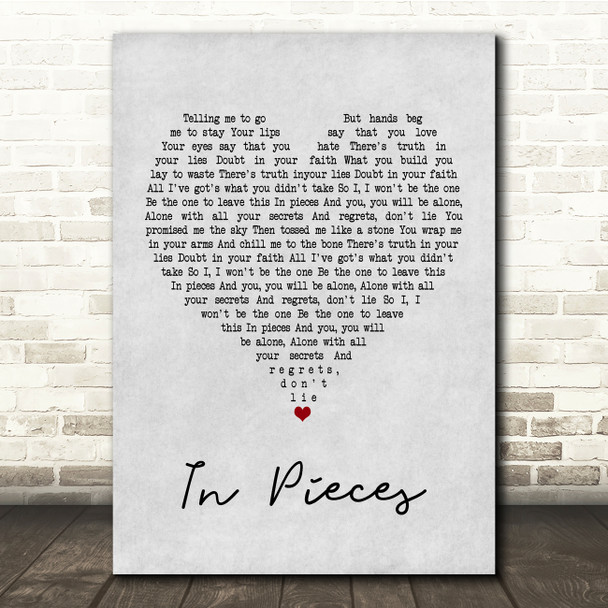 Linkin Park In Pieces Grey Heart Song Lyric Music Print