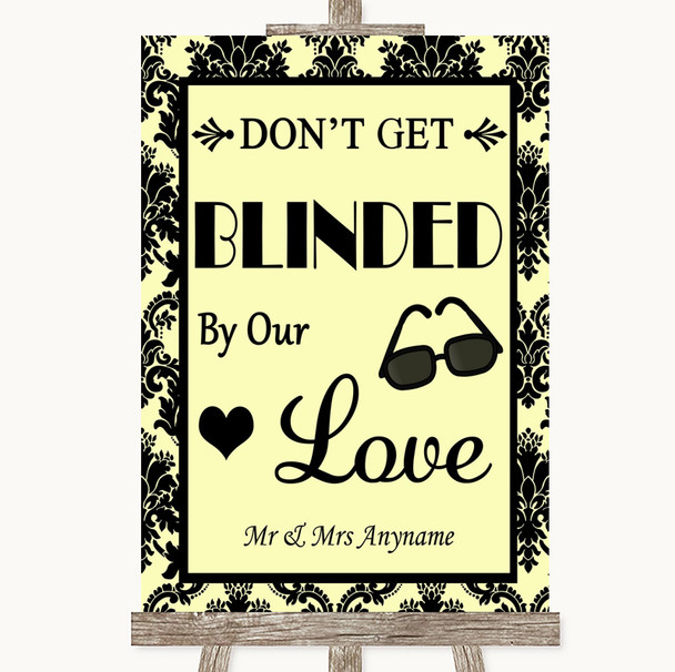 Yellow Damask Don't Be Blinded Sunglasses Personalized Wedding Sign