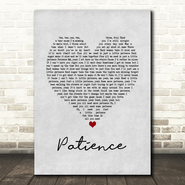 Guns N Roses Patience Grey Heart Song Lyric Music Print
