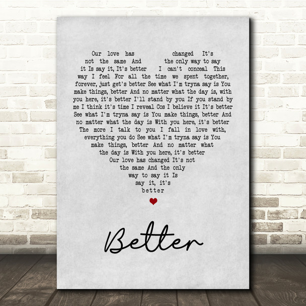 Tom Baxter Better Grey Heart Song Lyric Music Print