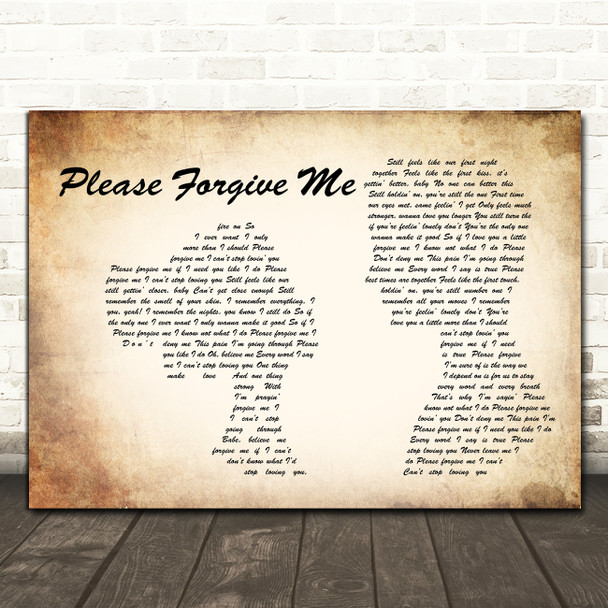 Bryan Adams Please Forgive Me Man Lady Couple Song Lyric Music Print