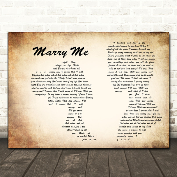 Jason Derulo Marry Me Man Lady Couple Song Lyric Music Print