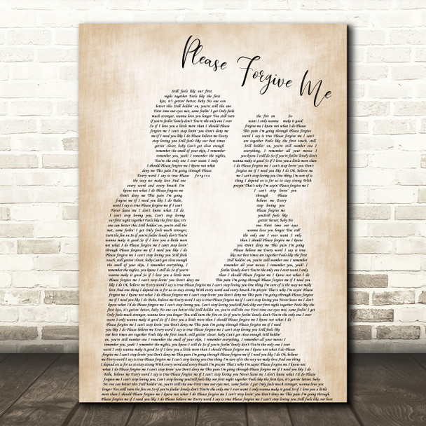 Bryan Adams Please Forgive Me Man Lady Bride Groom Wedding Song Lyric Music Print