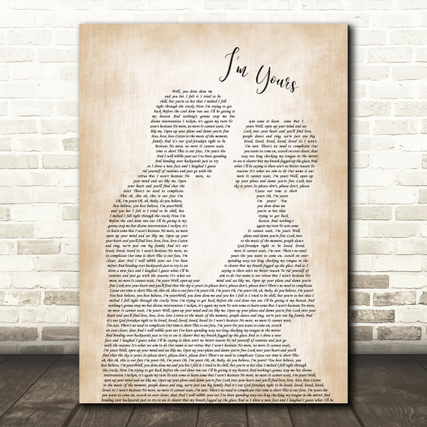 Jason Mraz I'm Yours Man Lady Bride Groom Wedding Song Lyric Music Print