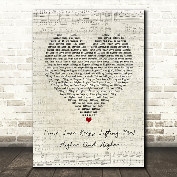 Jackie Wilson Your Love Keeps Lifting Me Higher And Higher Script Heart Lyric Music Print