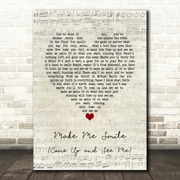 Steve Harley Make Me Smile (Come Up and See Me) Script Heart Song Lyric Music Print