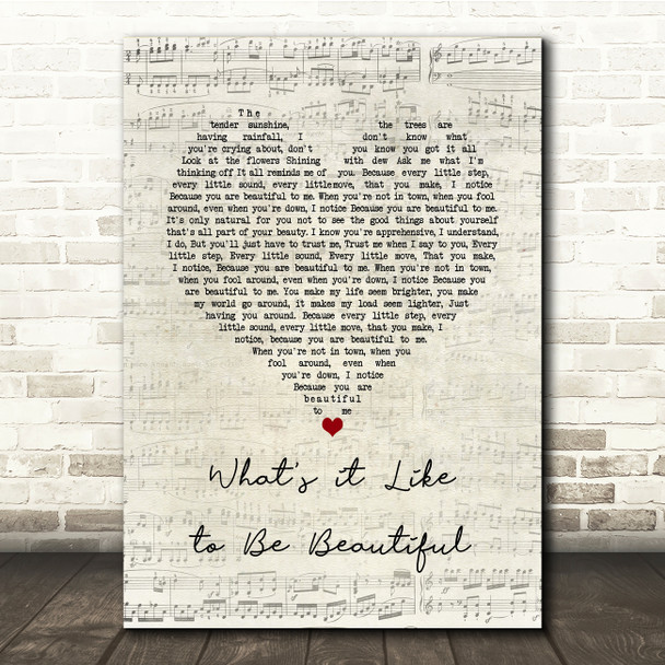 Lena Fiagbe What's it Like to Be Beautiful Script Heart Song Lyric Music Print