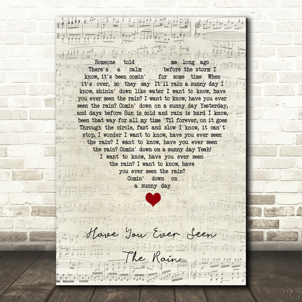 Creedence Clearwater Revival Have You Ever Seen The Rain Script Heart Lyric Music Print