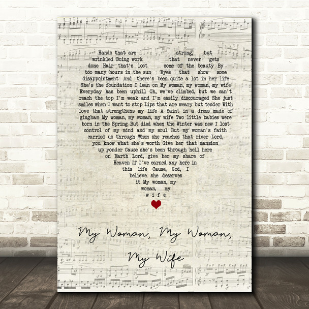 Dean Martin My Woman, My Woman, My Wife Script Heart Song Lyric Music Print