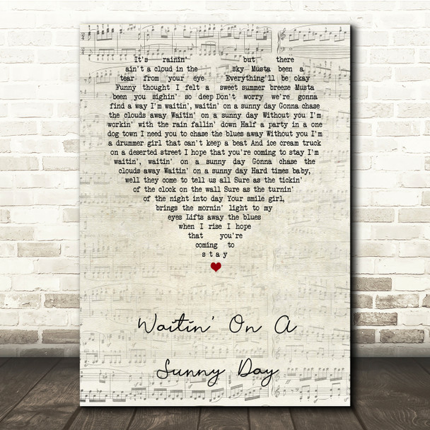 Bruce Springsteen Waitin' On A Sunny Day Script Heart Song Lyric Music Print