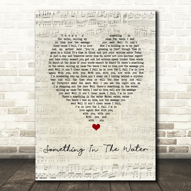 Tom Grennan Something In The Water Script Heart Song Lyric Music Print