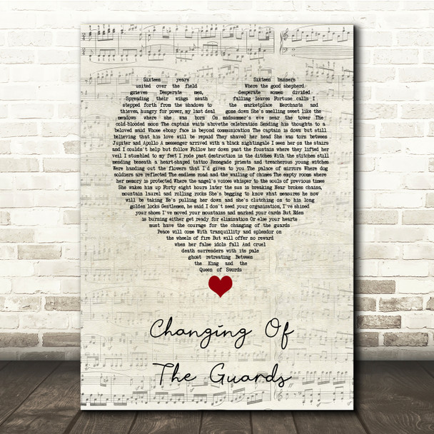 Bob Dylan Changing Of The Guards Script Heart Song Lyric Music Print