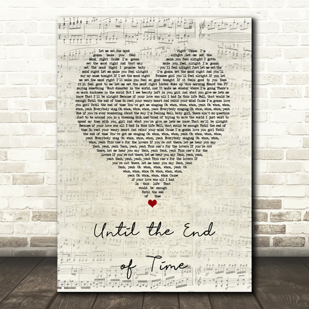 Justin Timberlake ft Beyonce Until the End of Time Script Heart Song Lyric Music Print