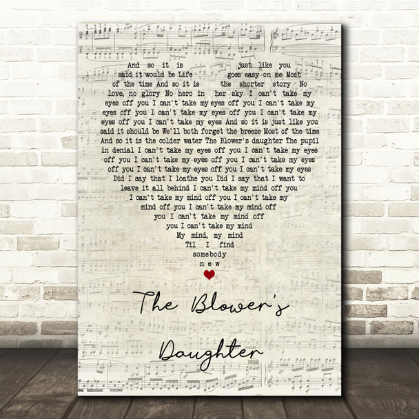 Damien Rice The Blower's Daughter Script Heart Song Lyric Music Print