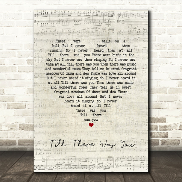 The Beatles Till There Was You Script Heart Song Lyric Music Print