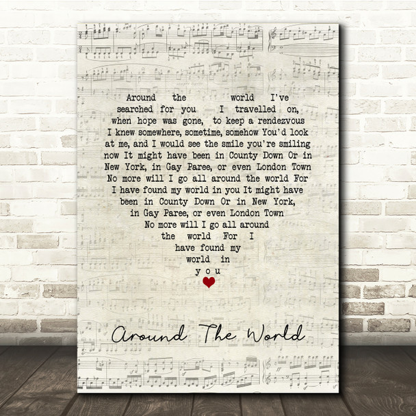 Nat King Cole Around The World Script Heart Song Lyric Music Print