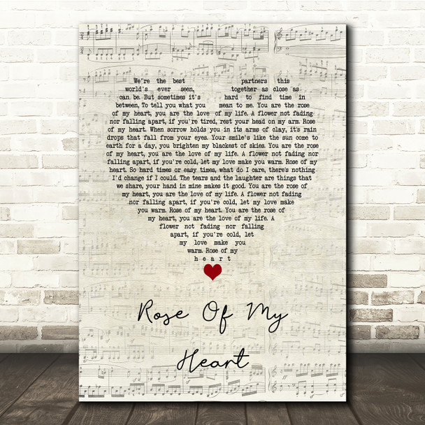 Johnny Cash Rose Of My Heart Script Heart Song Lyric Music Print