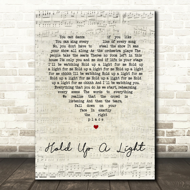 Take That Hold Up A Light Script Heart Song Lyric Music Print