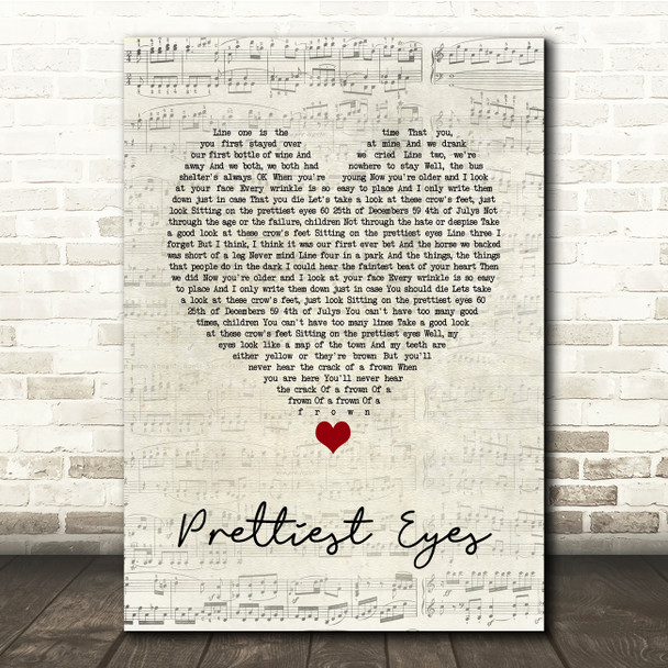 The Beautiful South Prettiest Eyes Script Heart Song Lyric Music Print