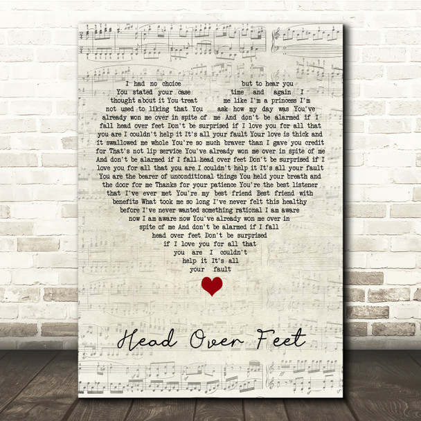 Alanis Morissette Head Over Feet Script Heart Song Lyric Music Print