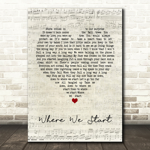 Vance Joy Where We Start Script Heart Song Lyric Music Print