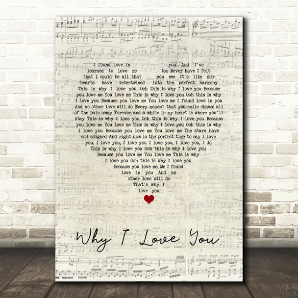 MAJOR Why I Love You Script Heart Song Lyric Music Print