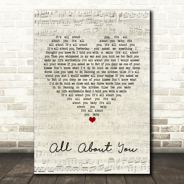 McFly All About You Script Heart Song Lyric Music Print