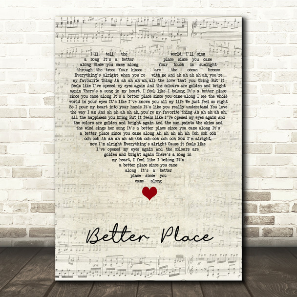 Rachel Platten Better Place Script Heart Song Lyric Music Print