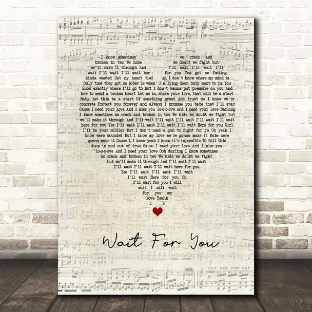 Ady Suleiman Wait For You Script Heart Song Lyric Music Print