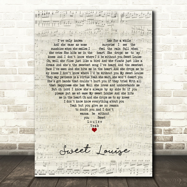 Passenger Sweet Louise Script Heart Song Lyric Music Print