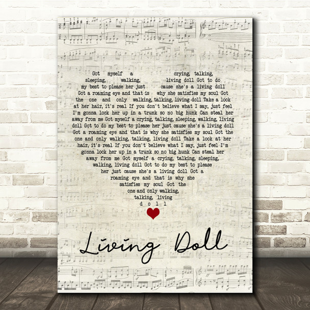 Cliff Richard and The Drifters Living Doll Script Heart Song Lyric Music Print