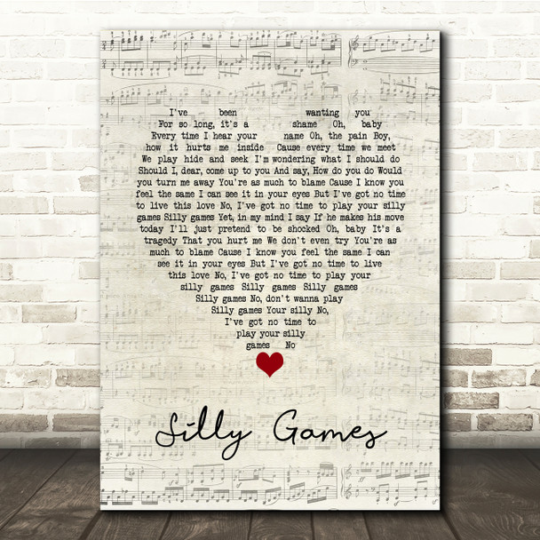 Janet Kay Silly Games Script Heart Song Lyric Music Print