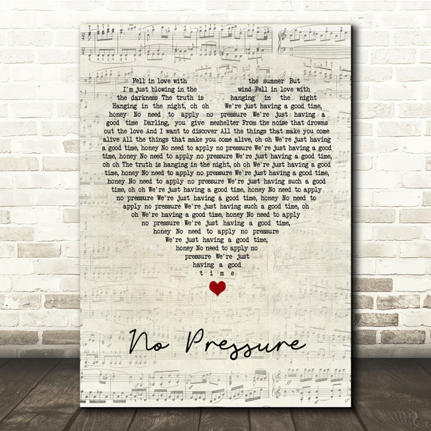 The Kooks No Pressure Script Heart Song Lyric Music Print