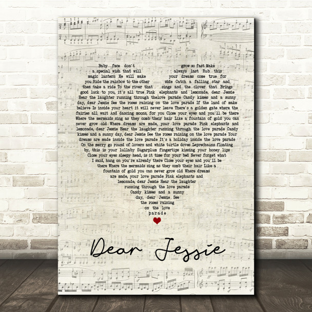 Madonna Dear Jessie Script Heart Song Lyric Music Print