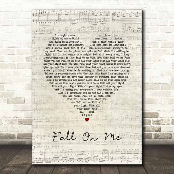 Andrea Bocelli & Matteo Bocelli Fall On Me Script Heart Song Lyric Music Print