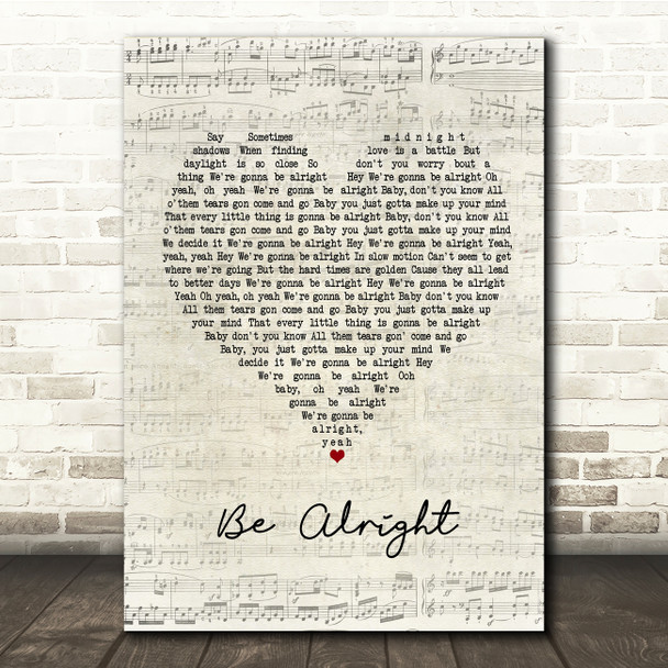 Ariana Grande Be Alright Script Heart Song Lyric Music Print