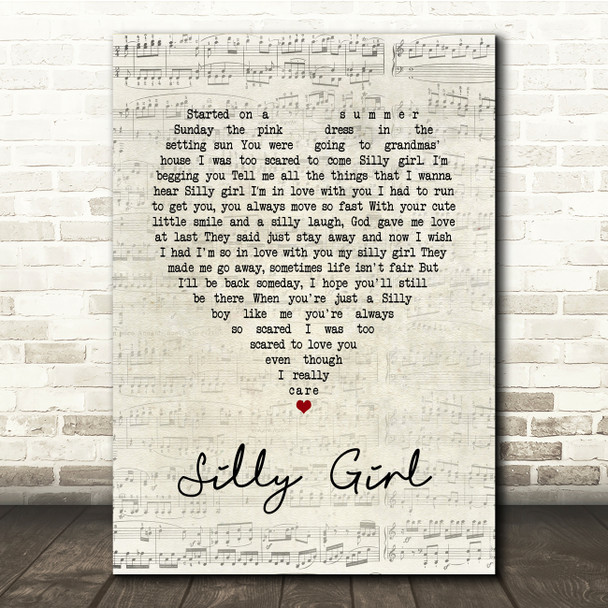 Descendents Silly Girl Script Heart Song Lyric Music Print