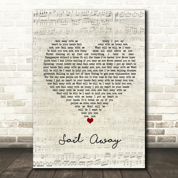 David Gray Sail Away Script Heart Song Lyric Music Print