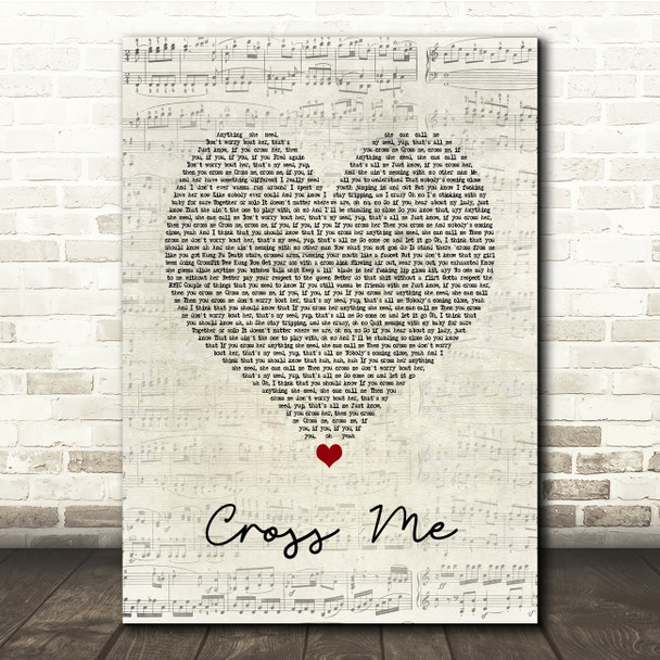 Ed Sheeran Cross Me Script Heart Song Lyric Music Print