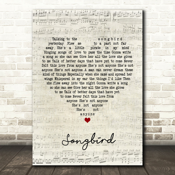 Oasis Songbird Script Heart Song Lyric Music Print Oasis Songbird Script Heart Song Lyric Music Print