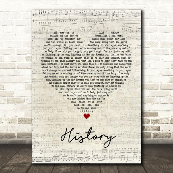 Olly Murs History Script Heart Song Lyric Music Print