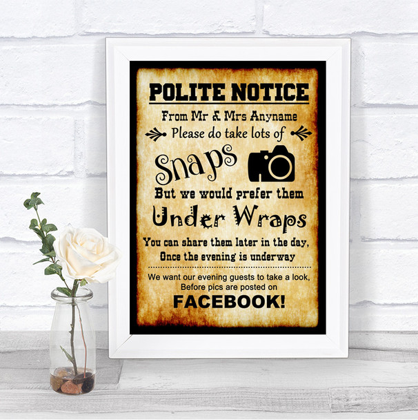 Western Don't Post Photos Facebook Personalized Wedding Sign