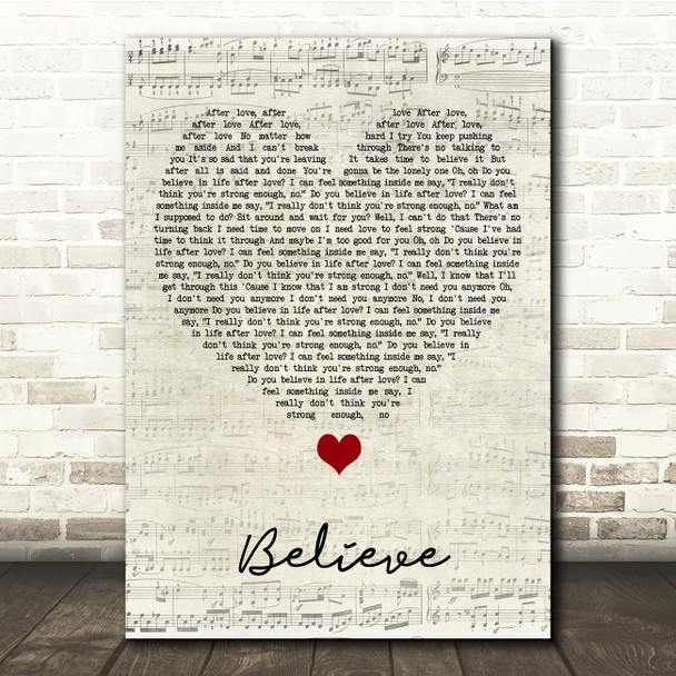 Cher Believe Script Heart Song Lyric Music Print