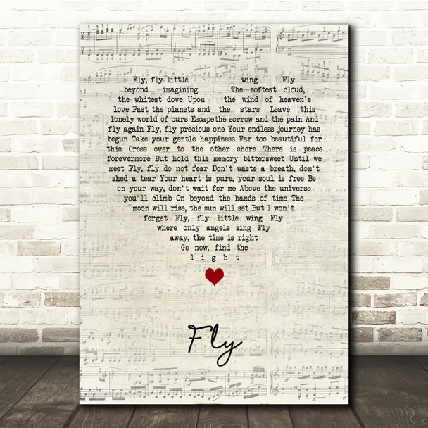 Céline dion Fly Script Heart Song Lyric Music Print